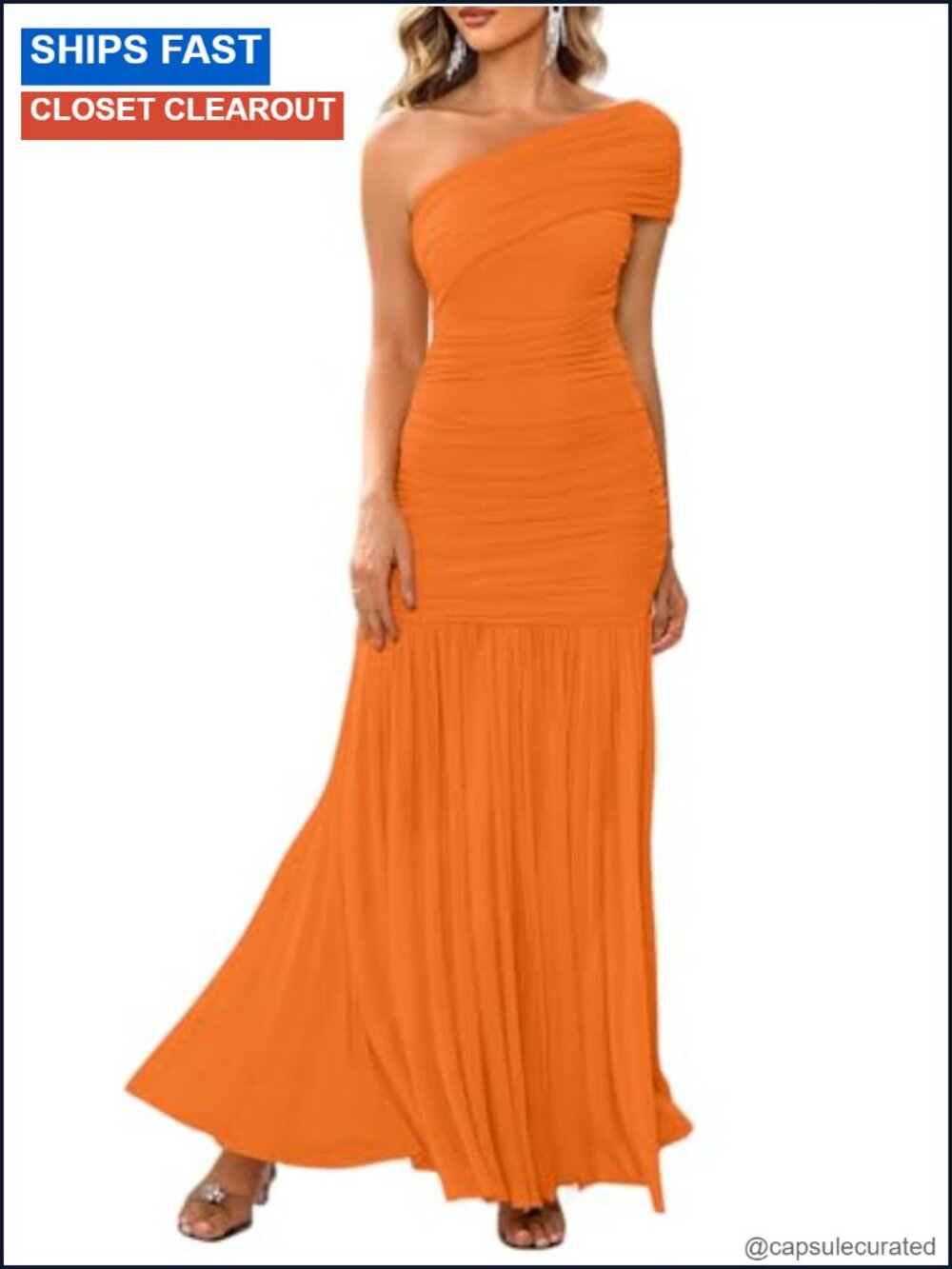 LAGSHIAN Womens Formal One Shoulder Sleeveless Evening Long Dress